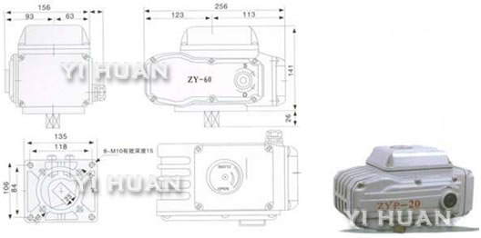 Instruction for ZY series electric actuator outline dimension-3