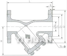 Y-type strainer acc. to DIN dimensions drawing