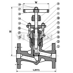 Flanged end pressure-seal globe valve brief figure of structure