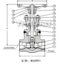 Forged steel welding gate valve brief figure of structure