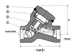 Y-pattern piston check valve brief figure of structure