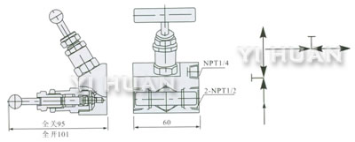 EF-2  2-Valve manifold diagram and connecting dimensions