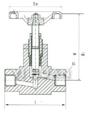 J13W III-type female thread globe valve  diagram