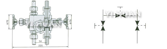 QFF3 3-Valve manifold diagram and connecting dimensions
