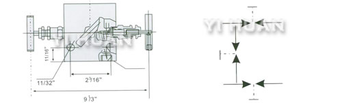 SS-M2F8 3-Valve manifold diagram and connecting dimensions