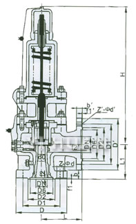 Spring full-open type safety valve sixth a radiator brief figure of structure