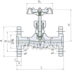 J43W/H法兰针型阀结构图